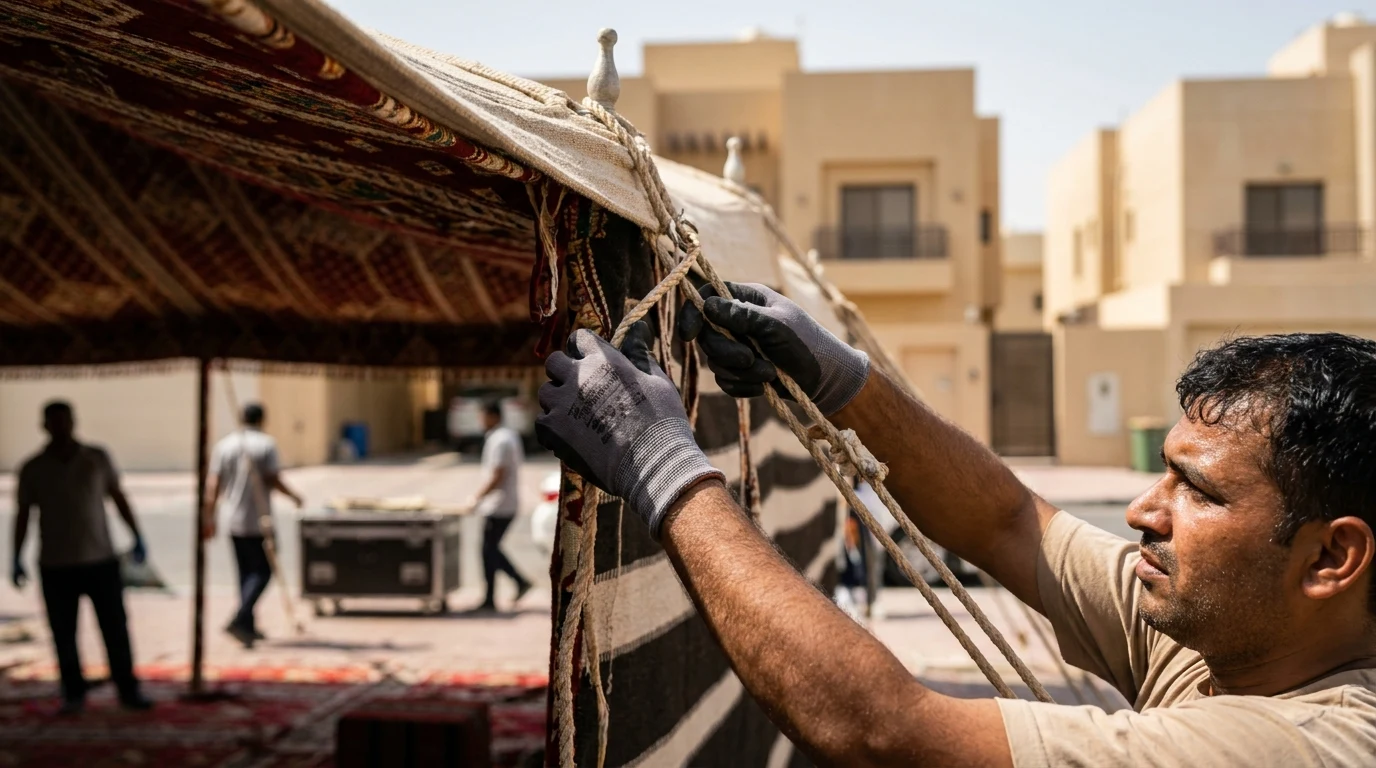 تجهيز خيام أفراح ومجالس خارجية في الكويت — قبل